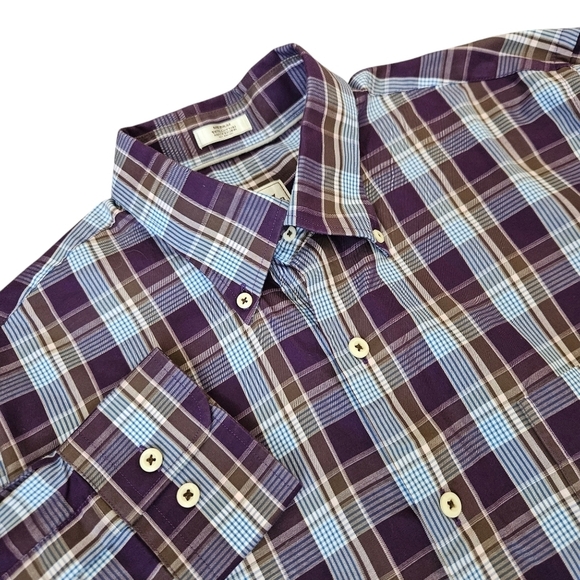 Peter Millar Other - Peter Millar Mens Large Purple Plaid Cotton L/S Button Down Shirt EUC Sz Medium